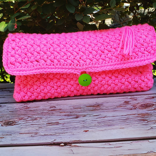 crochet hot pink bag