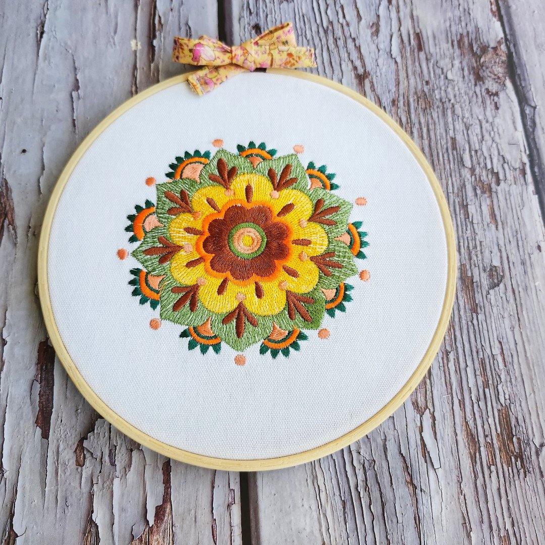 Finished Hoop Wall Art Embroidery Mandala