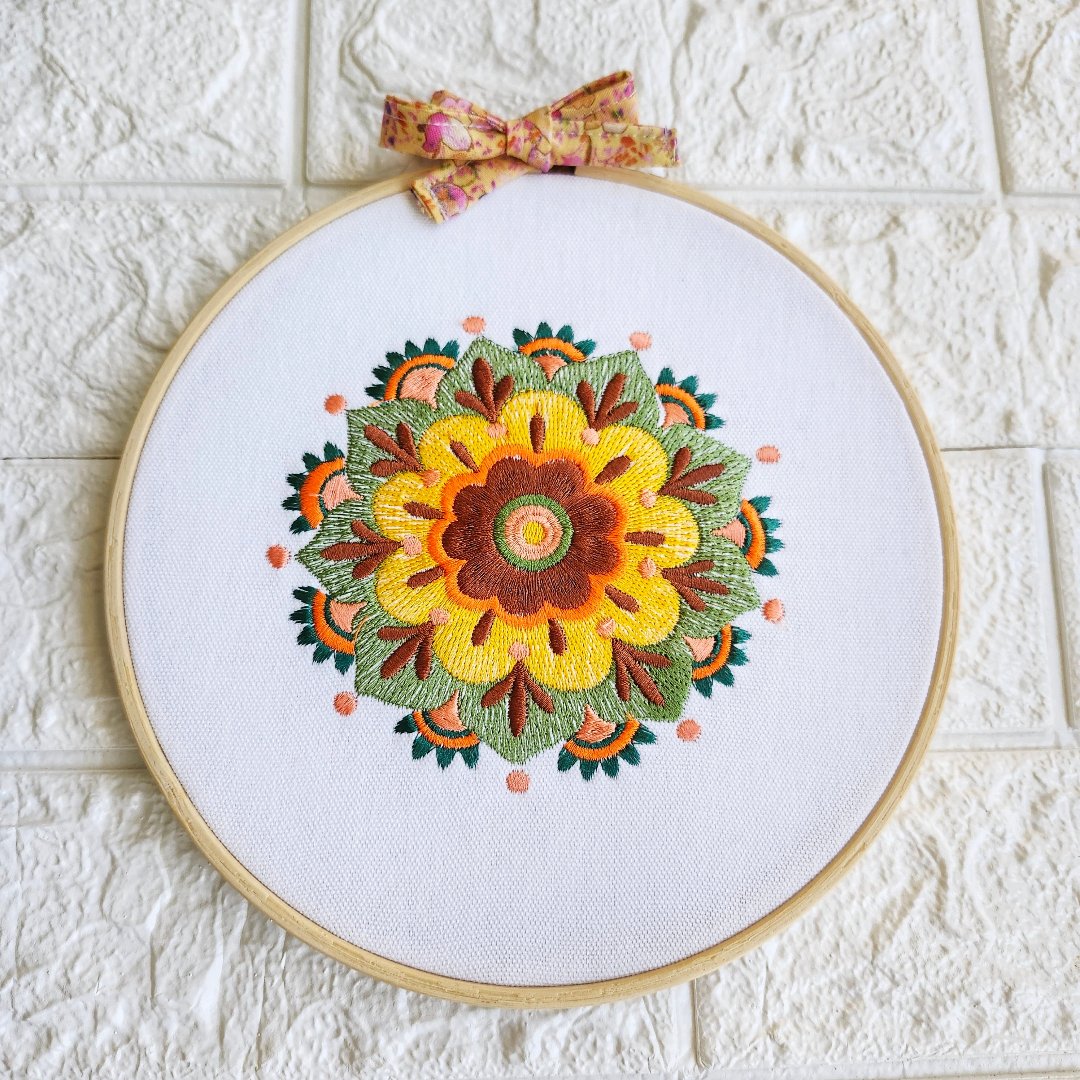 Finished Hoop Wall Art Embroidery Mandala