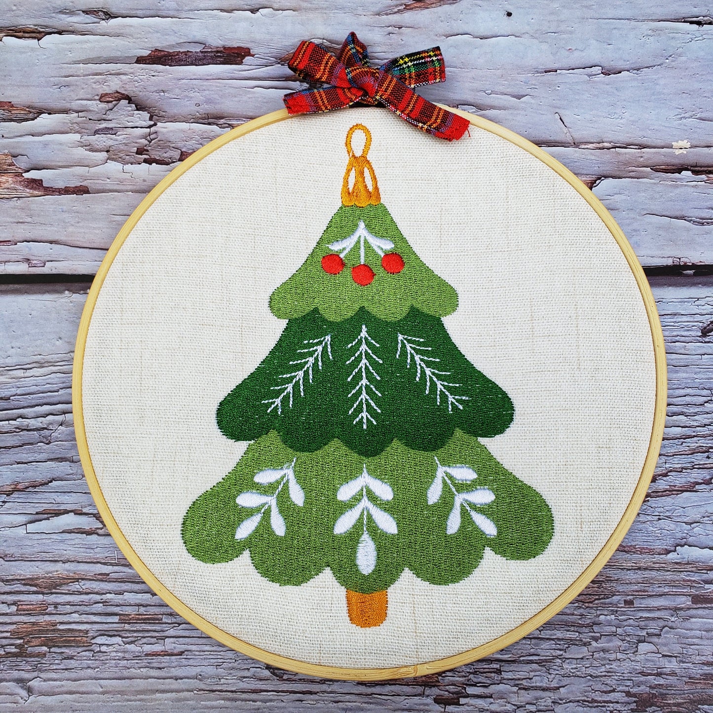 Christmas Tree Embroidery Hoop Wall Art
