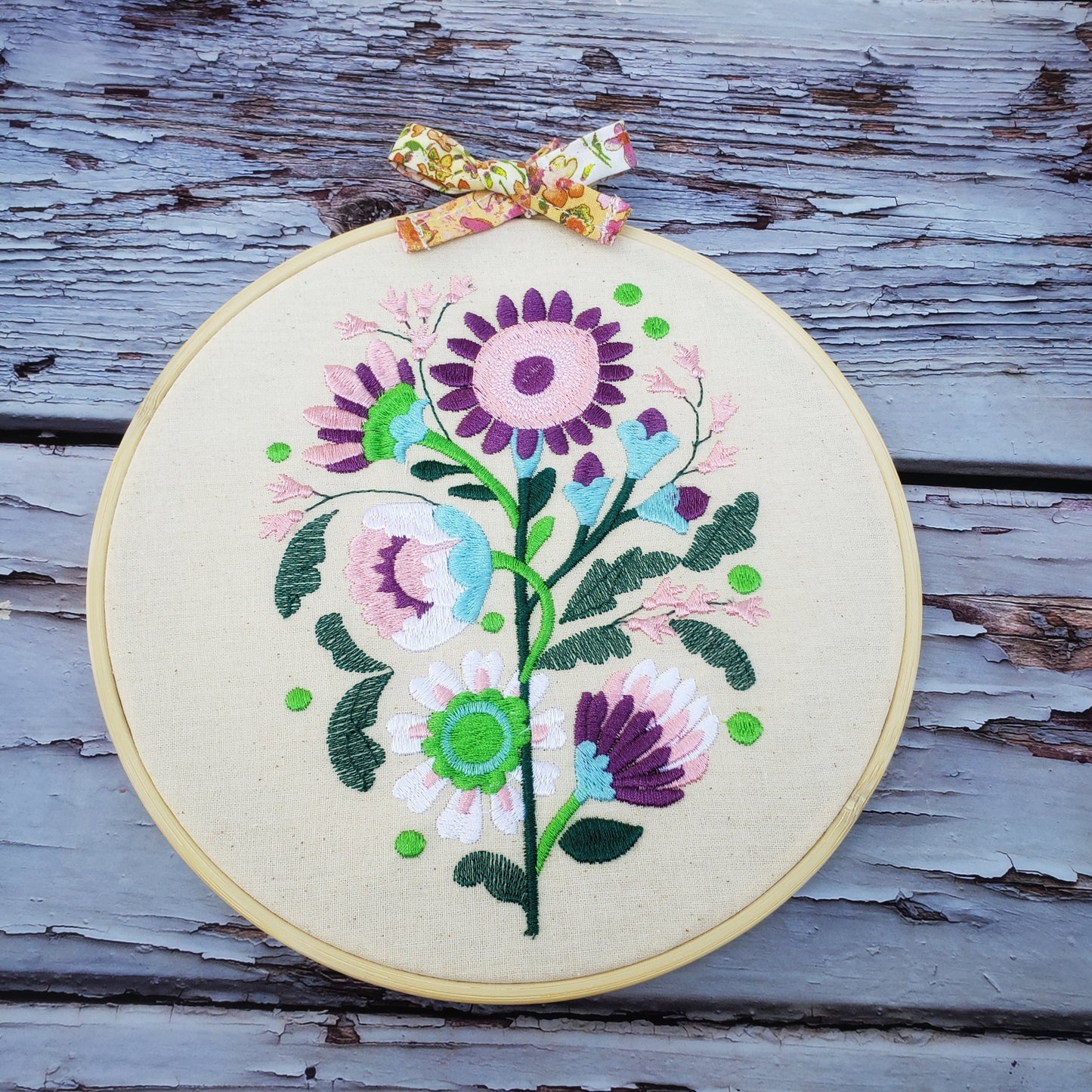 hoop floral embroidery