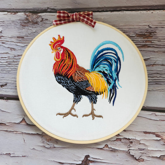 Hoop Rooster Embroidered