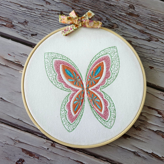 Hoop embroidered butterfly
