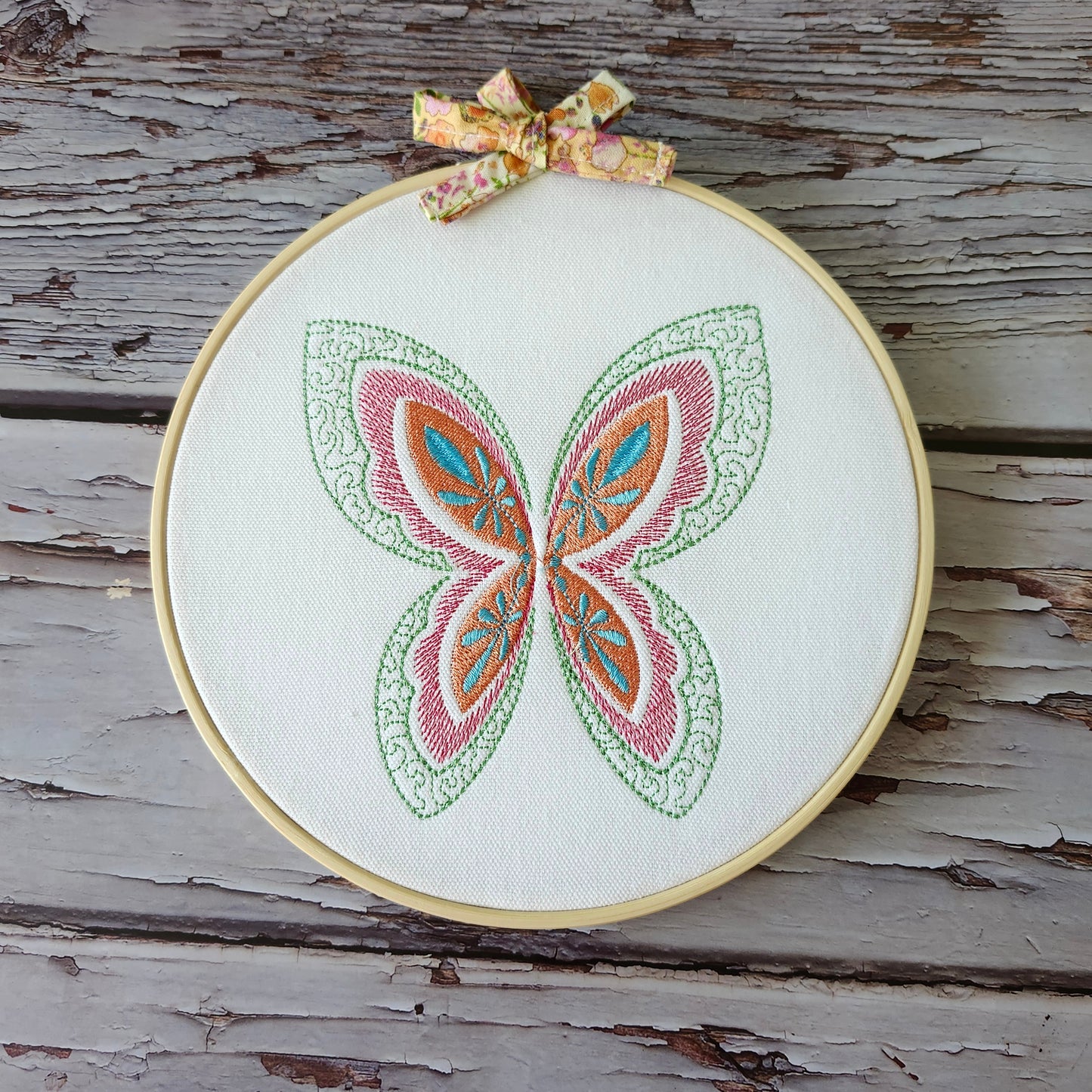 Hoop embroidered butterfly