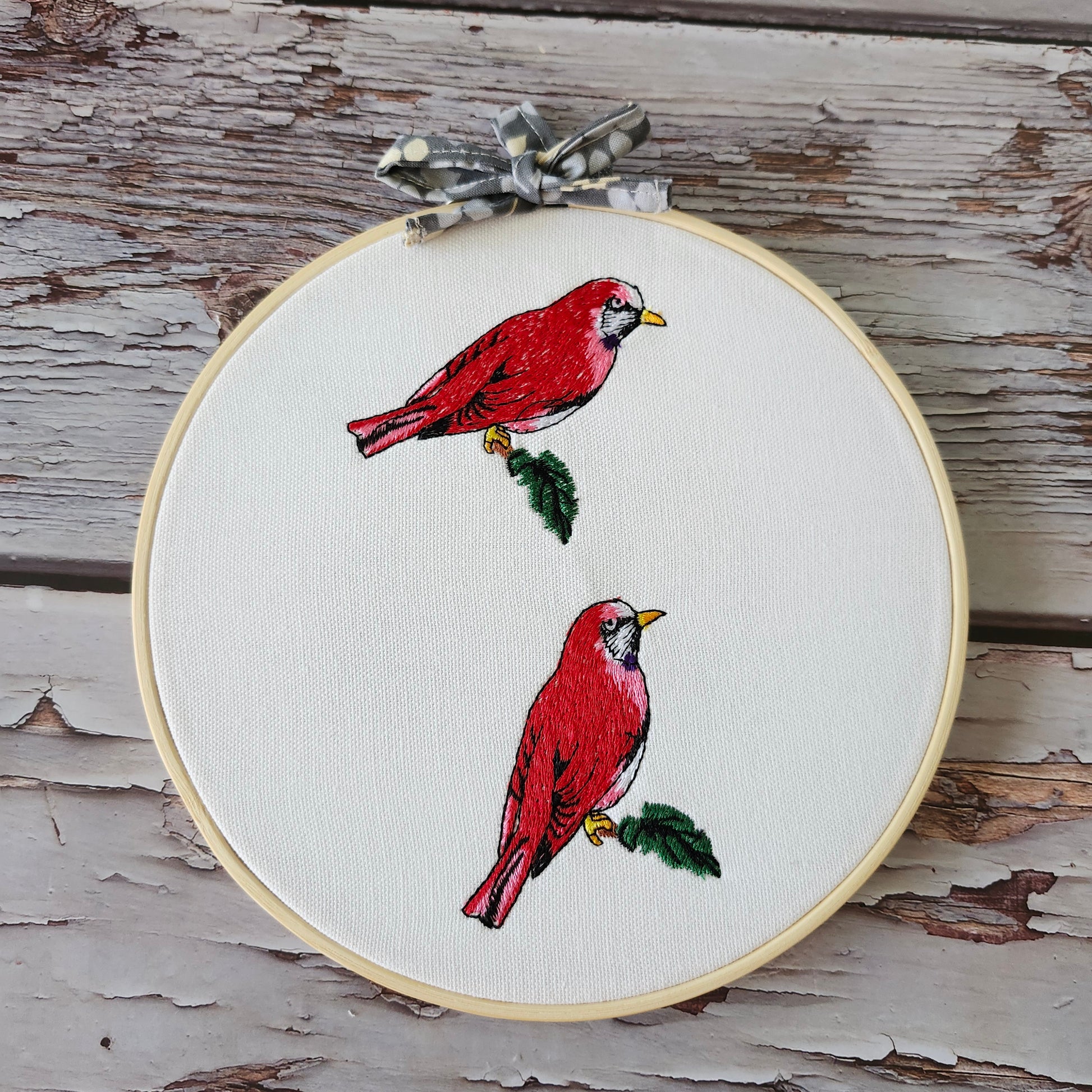 Cardinals hoop embroidery