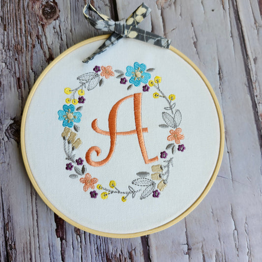 Embroidered Hoop Initial