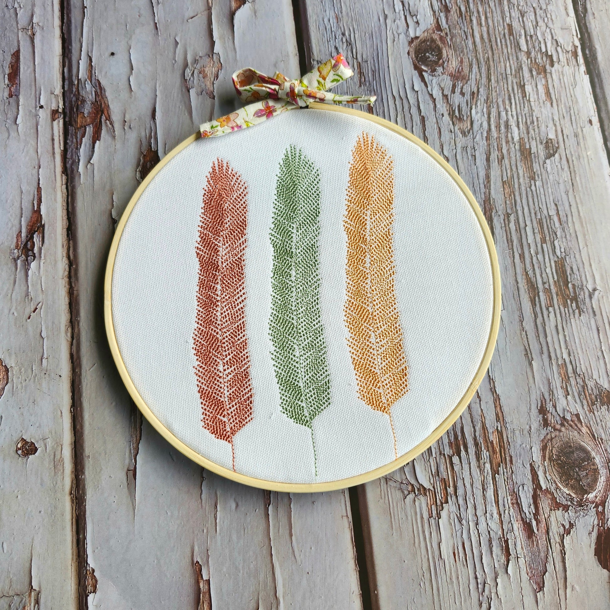 Embroidery Hoop Feathers