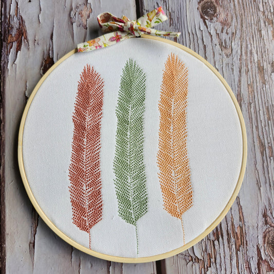 Hoop embroidery Feather