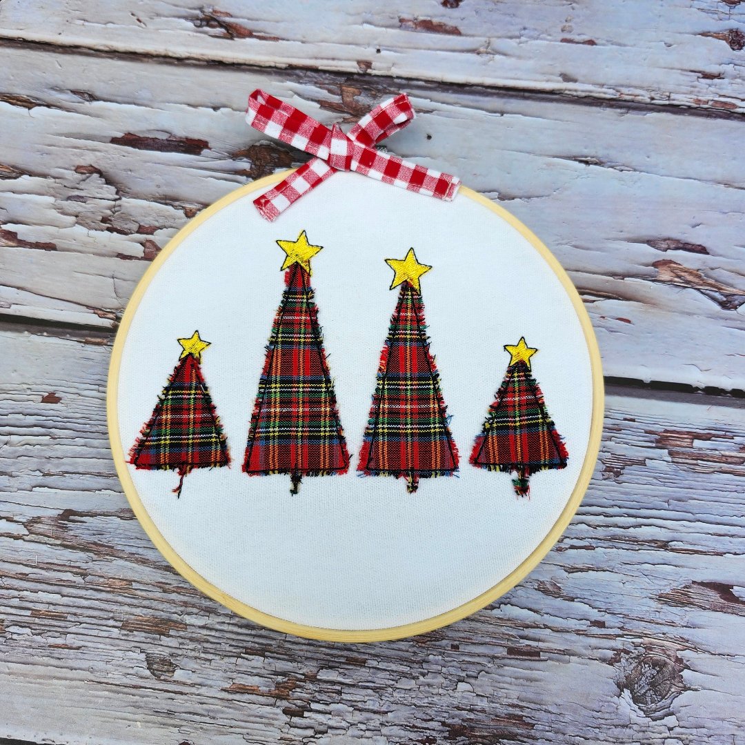 Finished Hoop Christmas Trees Wall Art Hanging