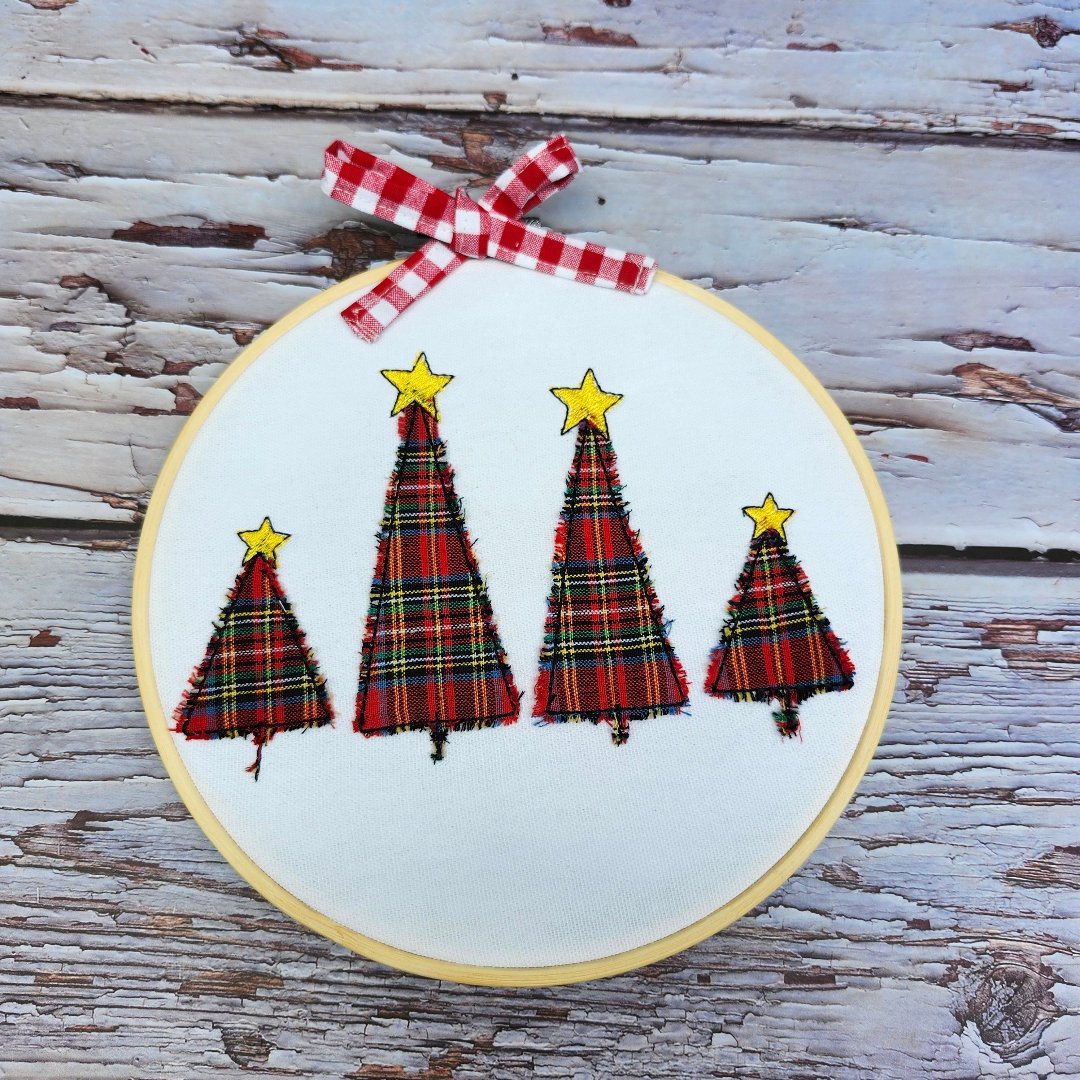 Finished Hoop Christmas Trees Wall Art Hanging