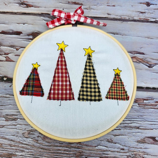 Hoop Christmas Tree Embroidery Wall Art Hanging