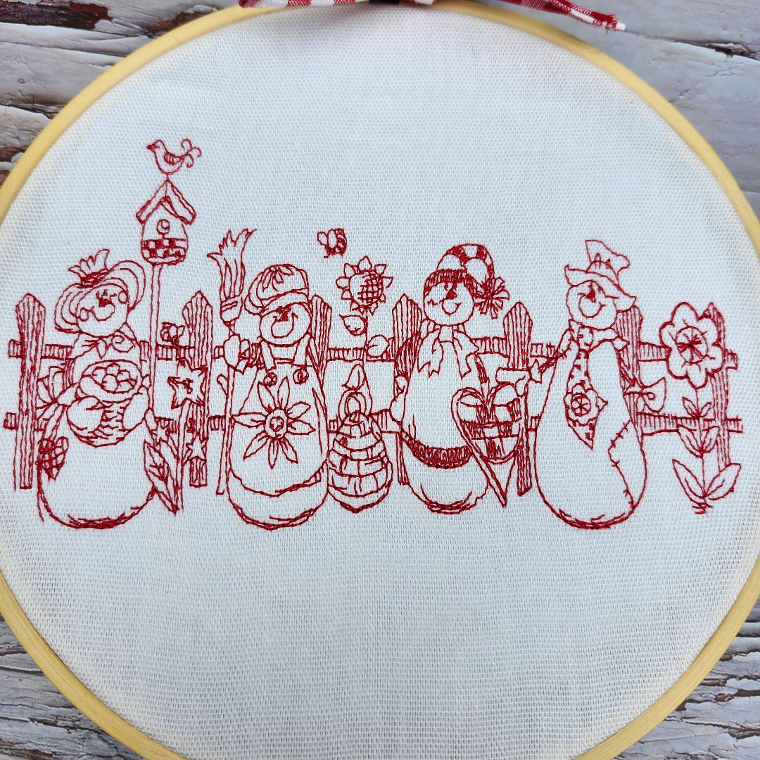 Hoop Embroidery Snowmen Wall Art Hanging