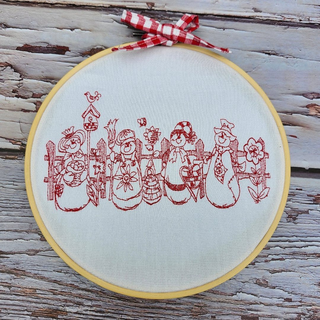 Hoop Embroidery Snowmen