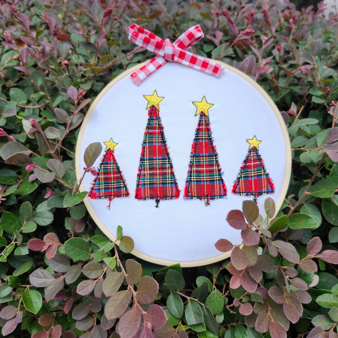 Finished Hoop Christmas Trees Wall Art Hanging