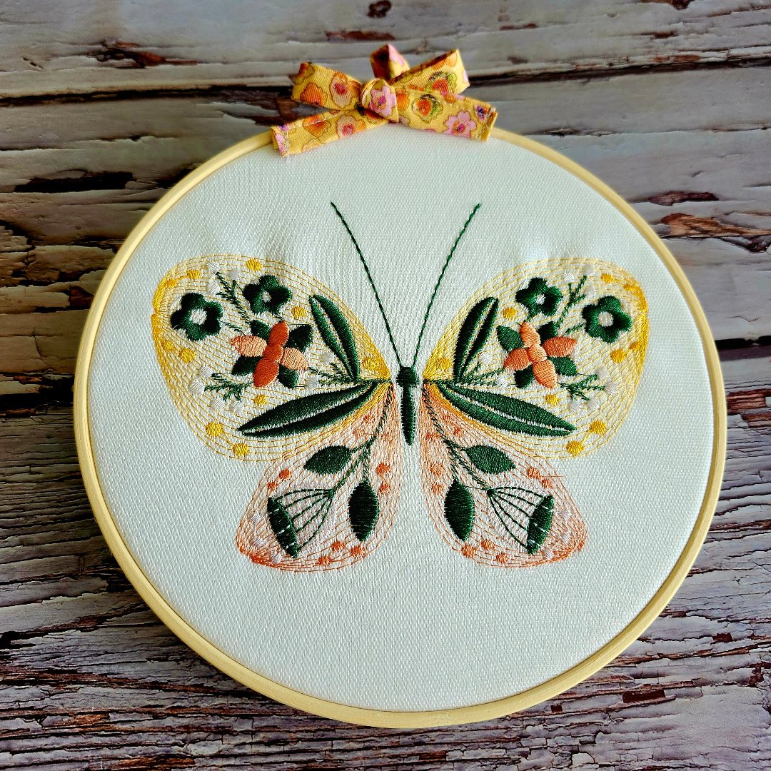 Hoop butterfly embroidery