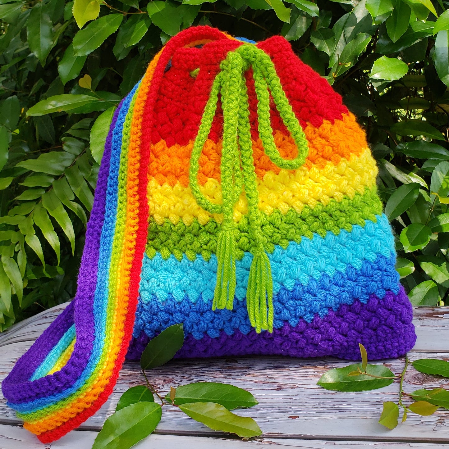 Rainbow Crochet Mochila 