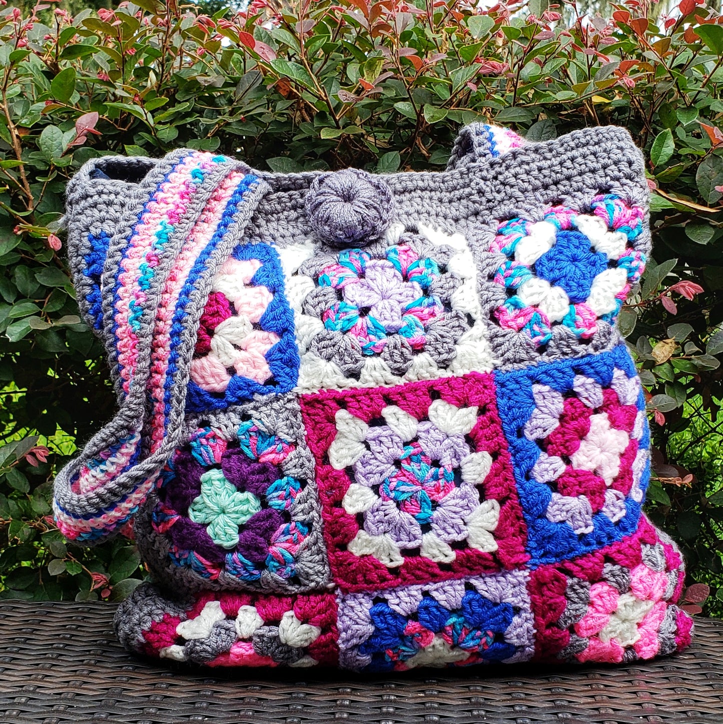 Granny Square Bag, Crochet Tote Bag, multicolor bag
