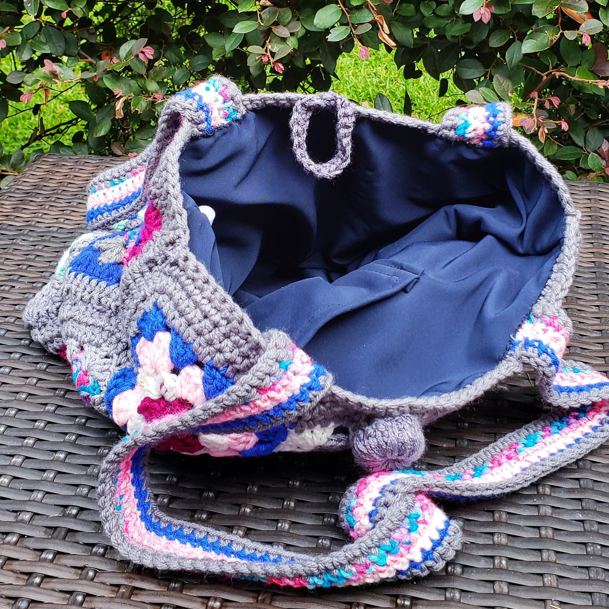 Granny Square Tote, Crochet Tote bag, multicolor bag