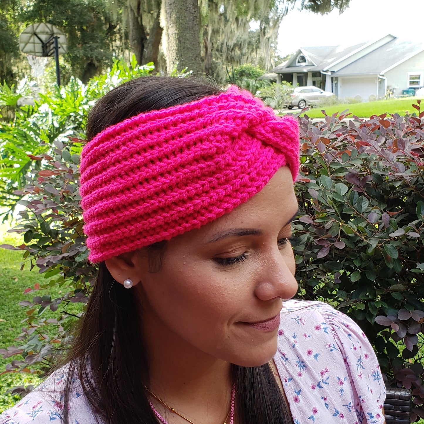 Crochet Fuchsia headband