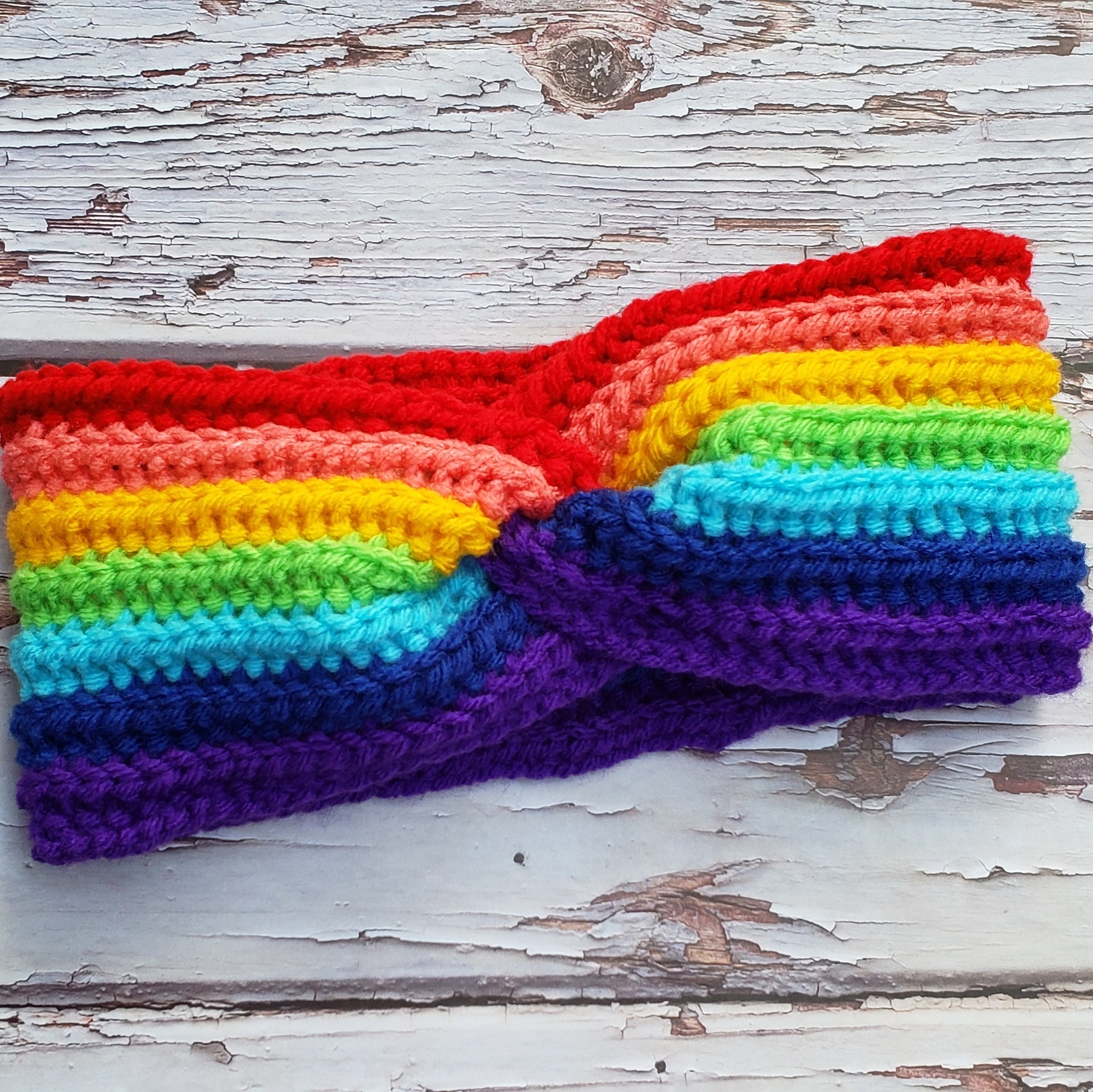 Crochet rainbow headband