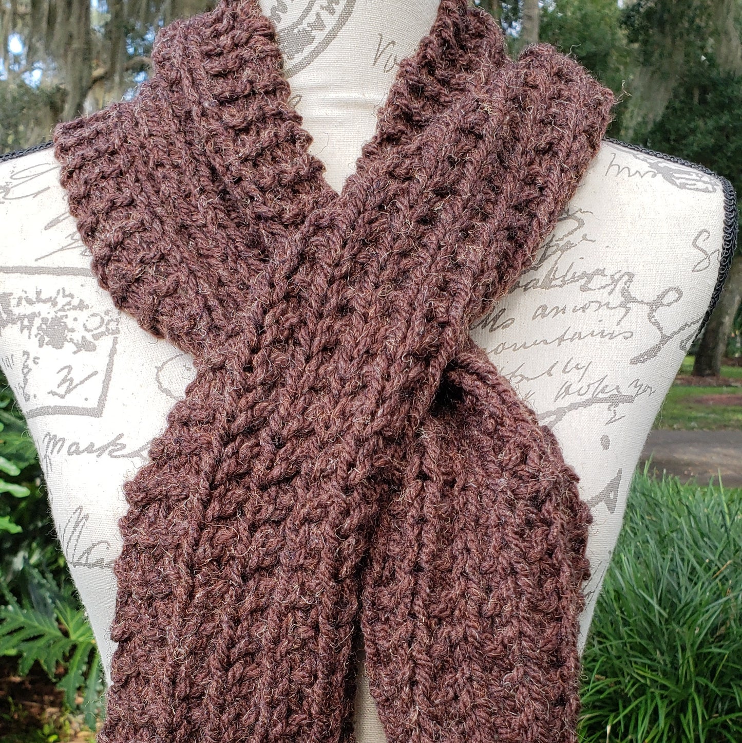 Rustic crochet scarf