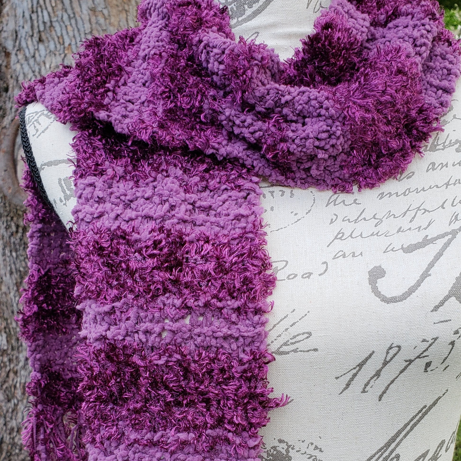 knitted purple scarf