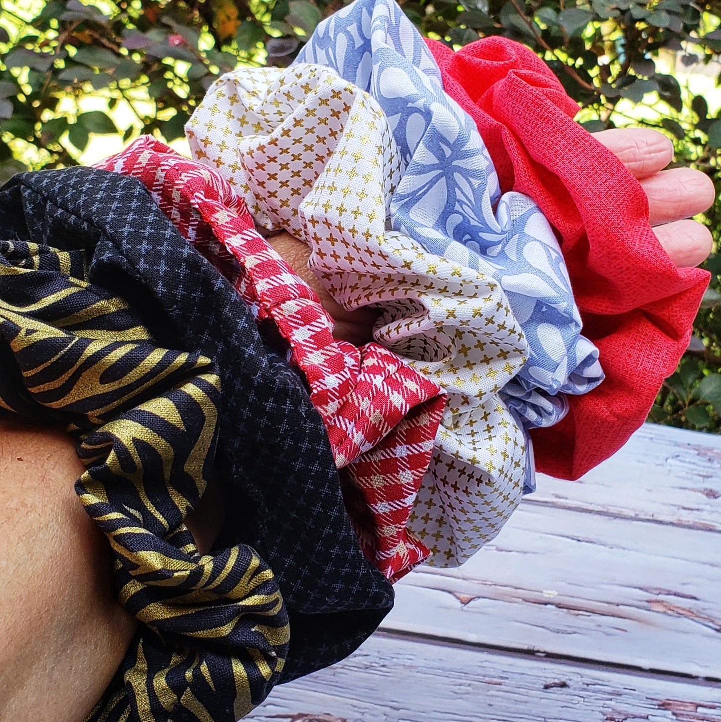 cotton scrunchies, vintage style scrunchies