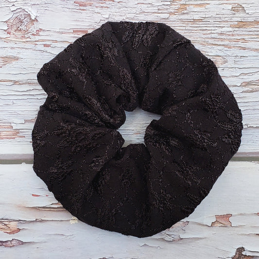black embroidered scrunchie