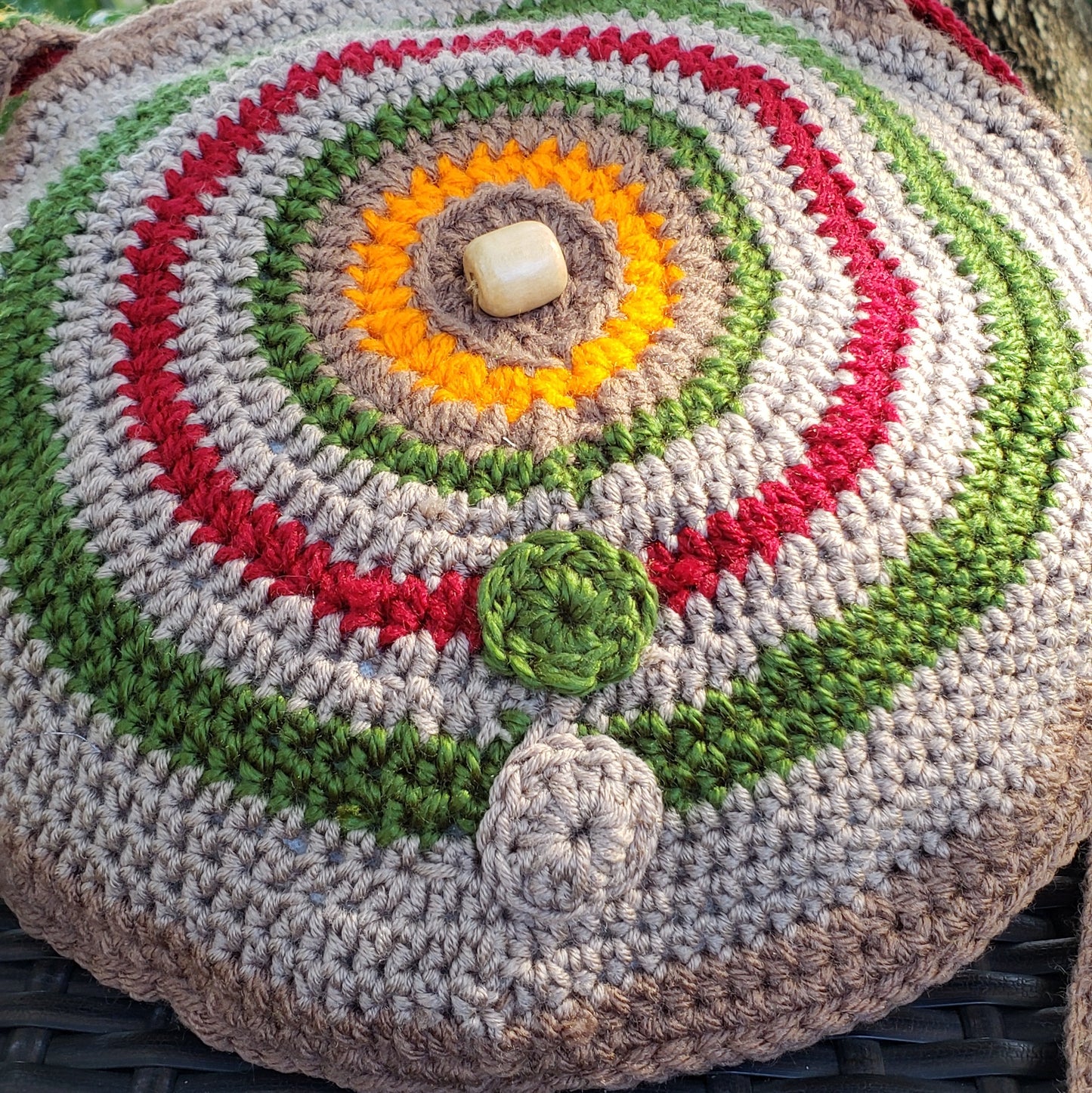 Autumn Crochet Round Boho Bag