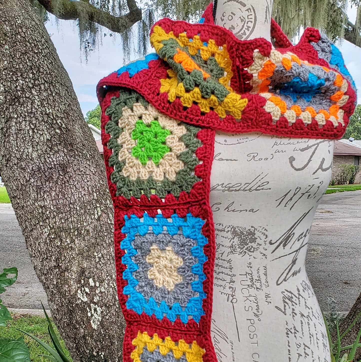 Crochet Granny Square Scarf