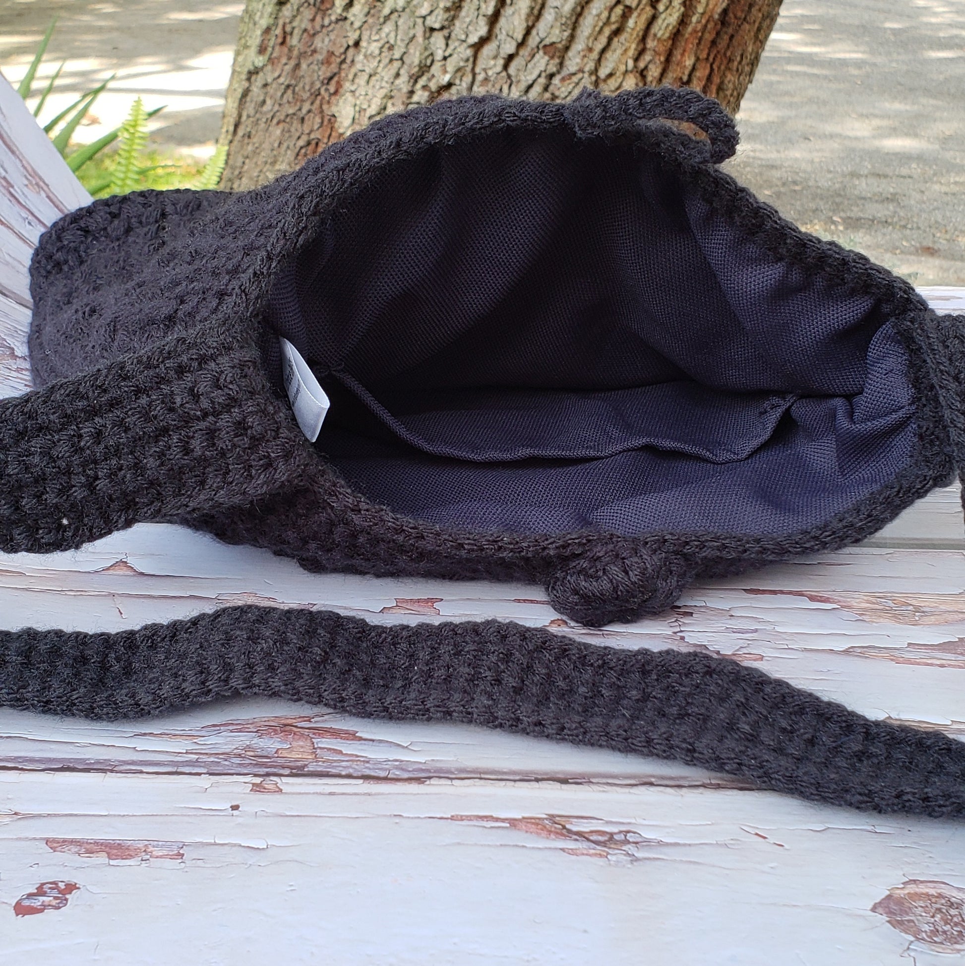 crochet black bag