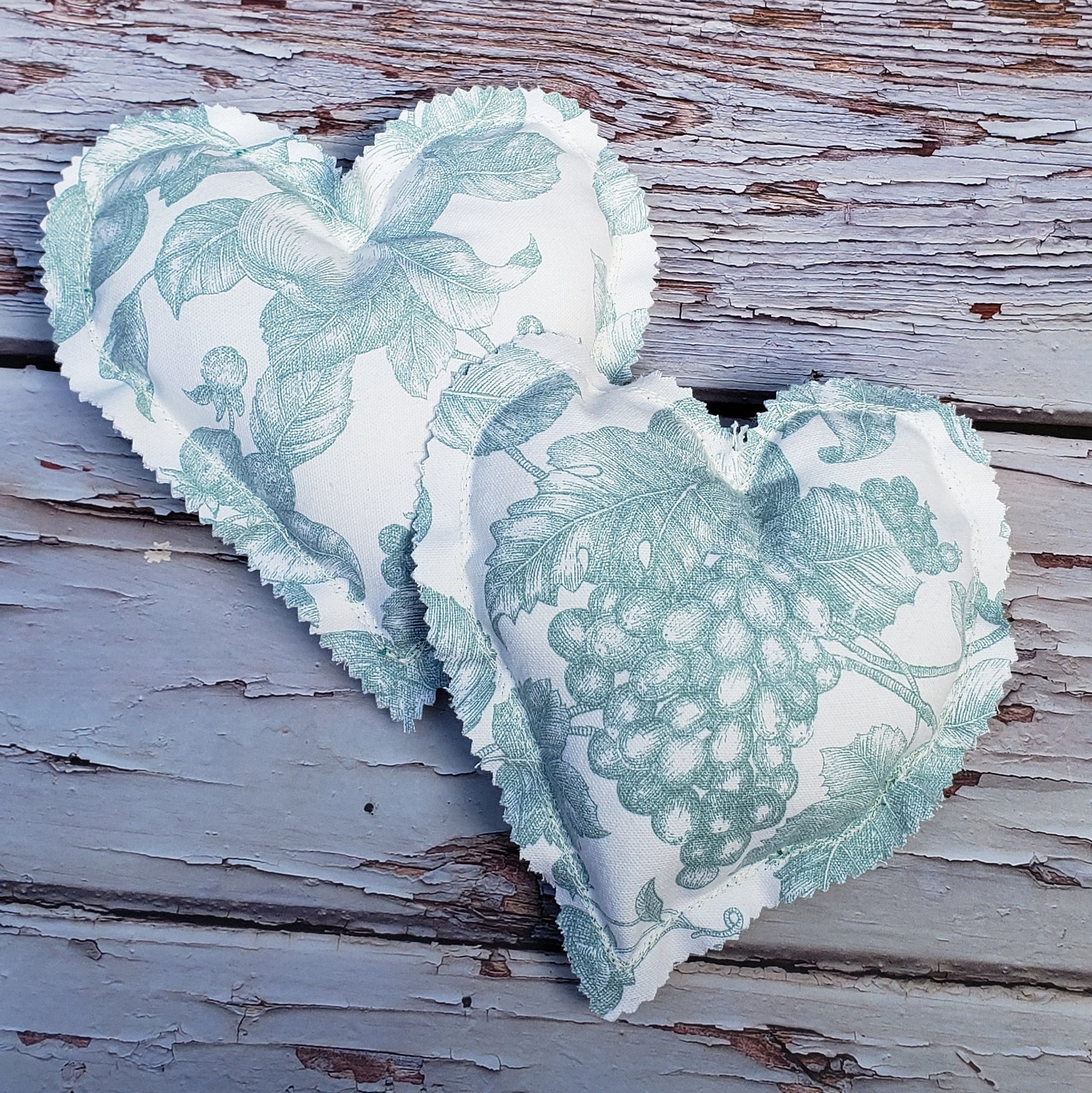 Embroidered fabric hearts