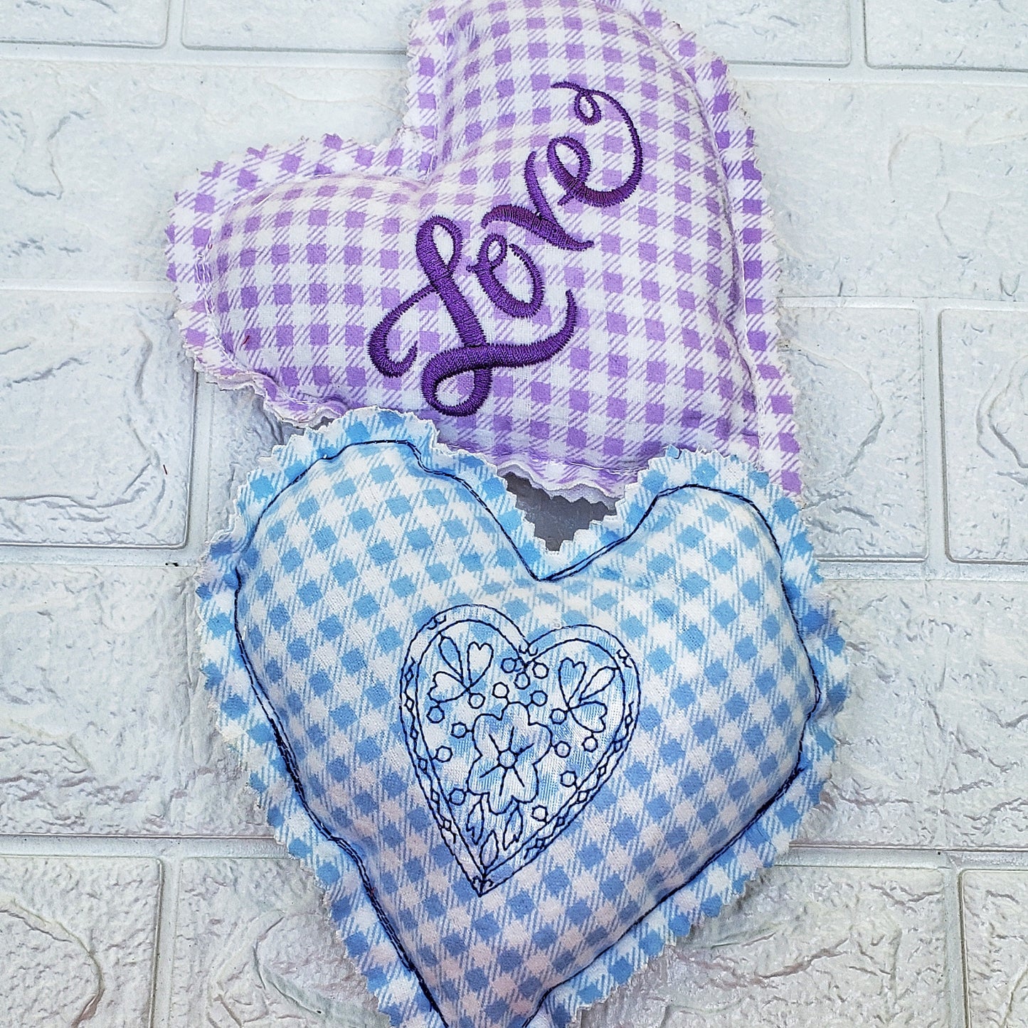 Fabric embroidered Hearts