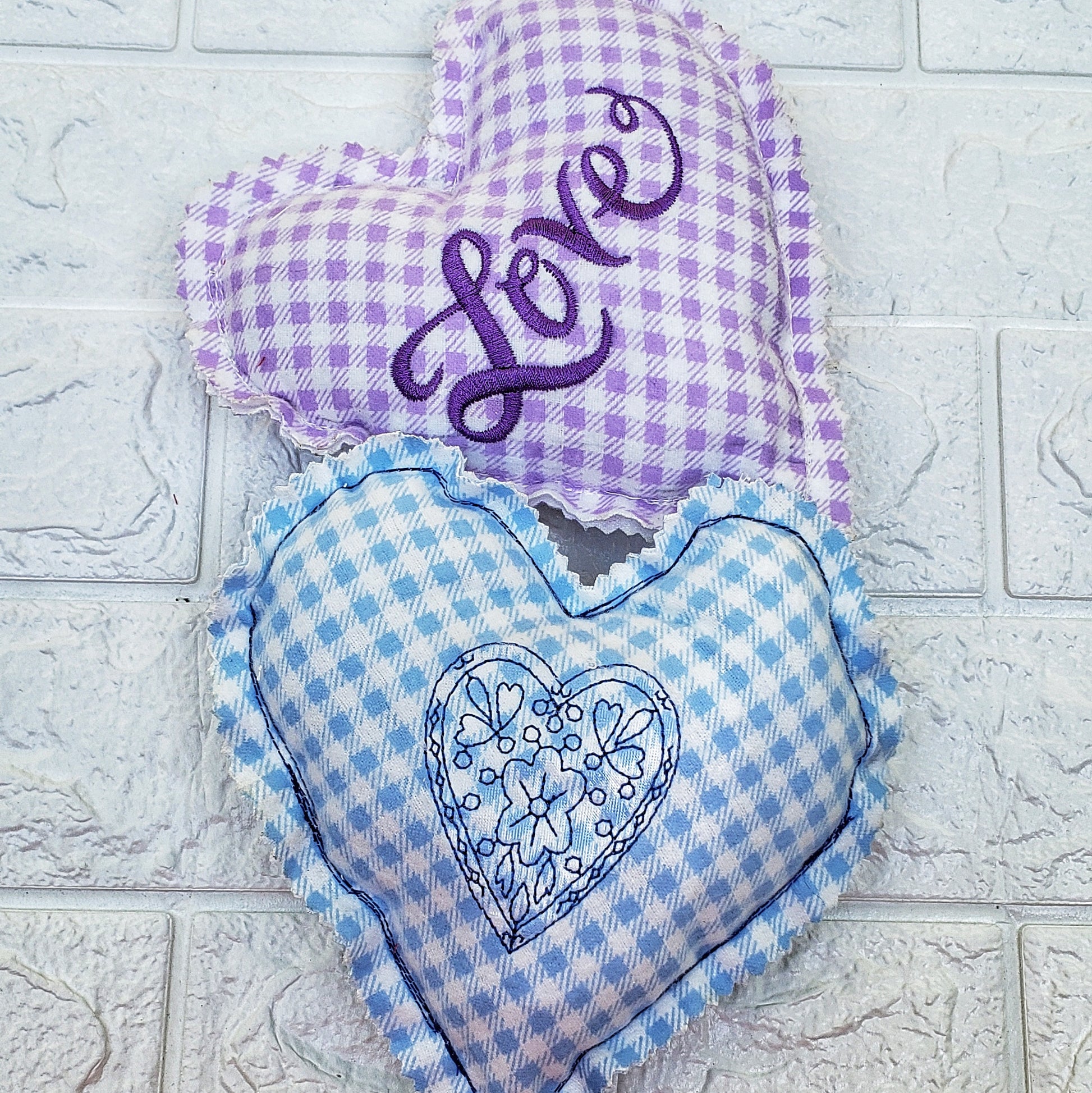 Fabric embroidered Hearts