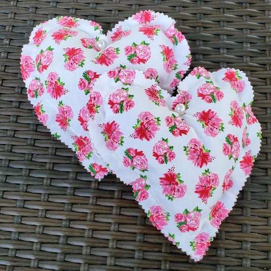Fabric floral hearts