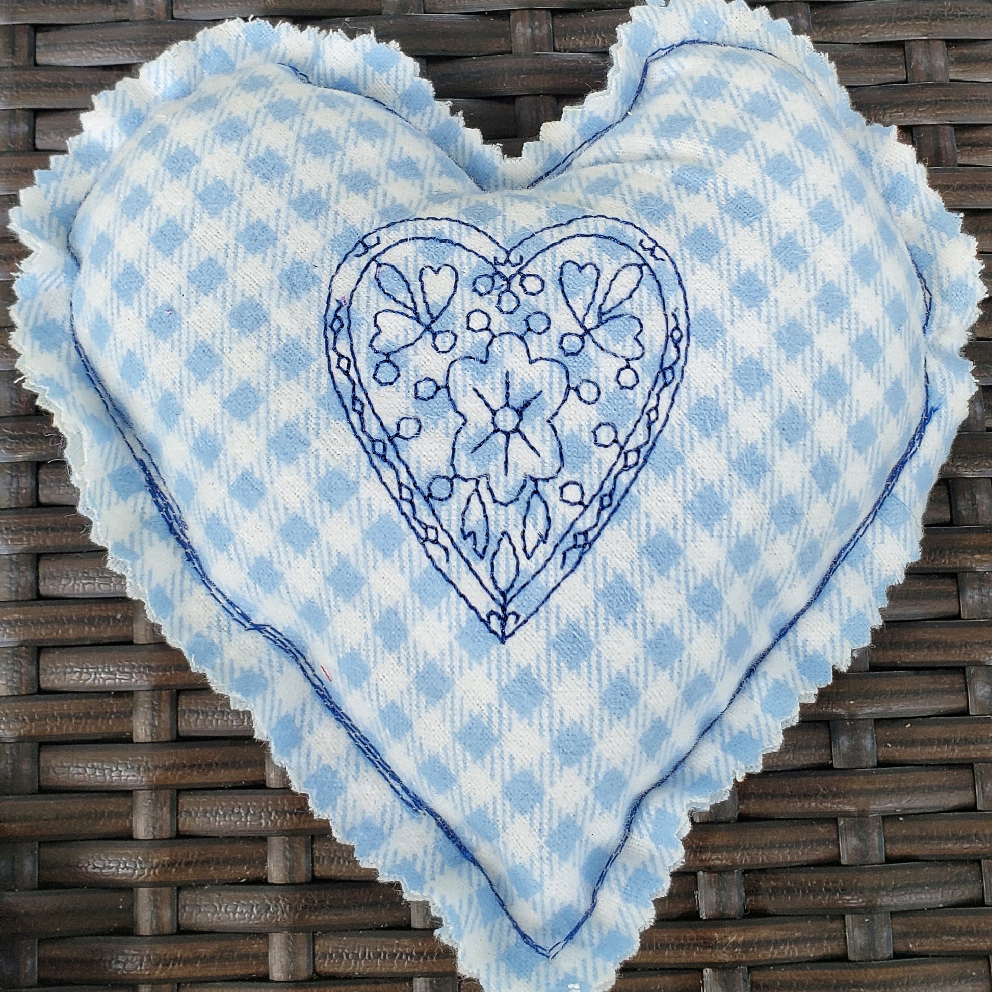 Fabric embroidered hearts