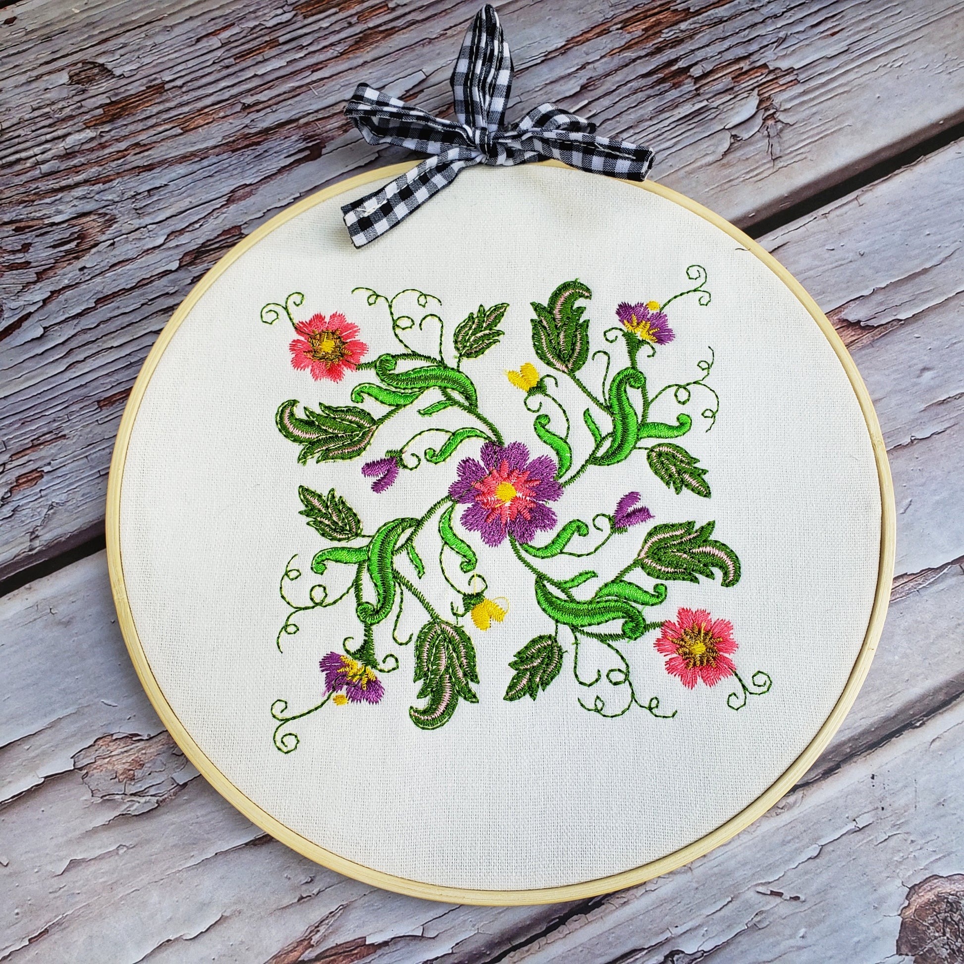 Hoop flowers embroidery
