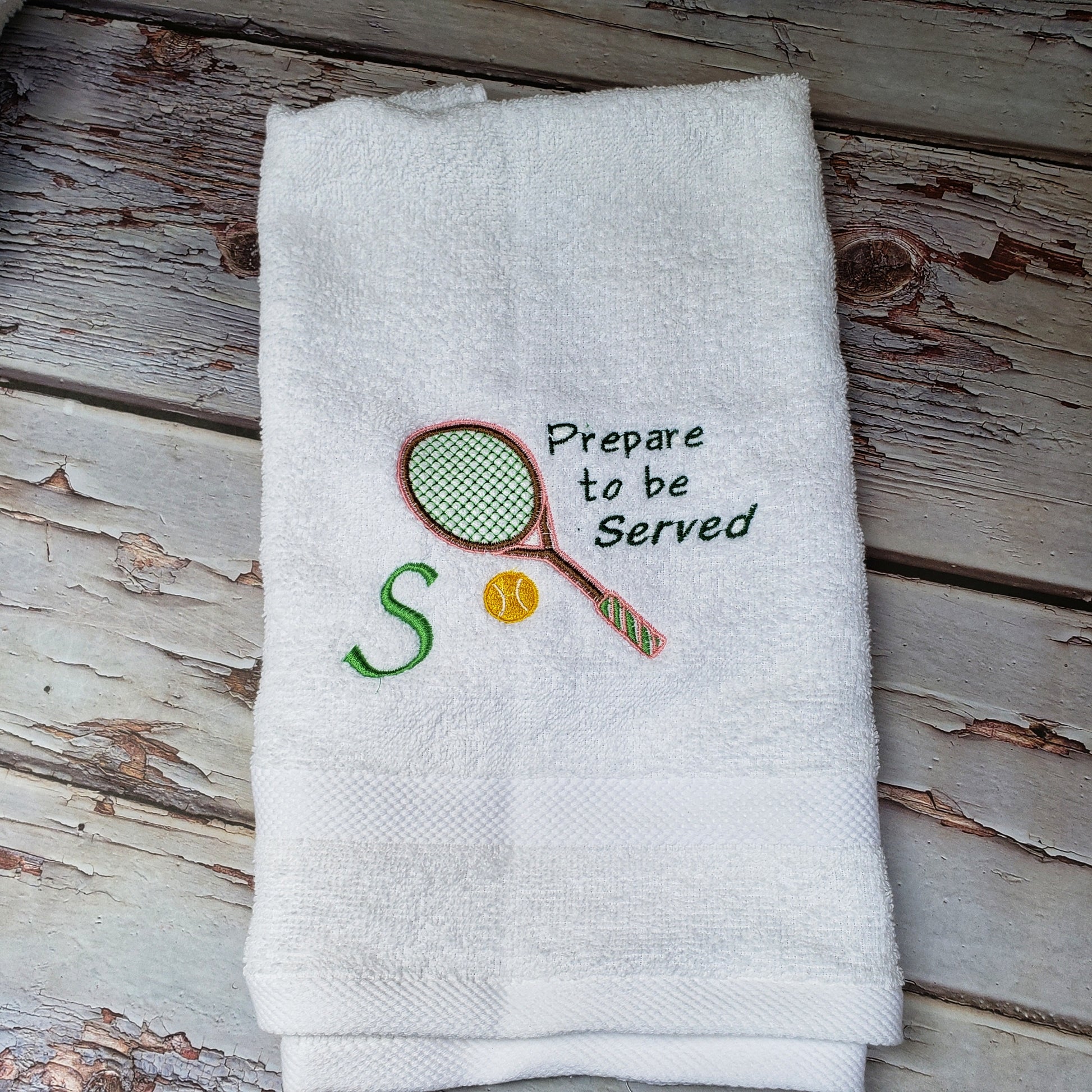 Tennis embroidery towel