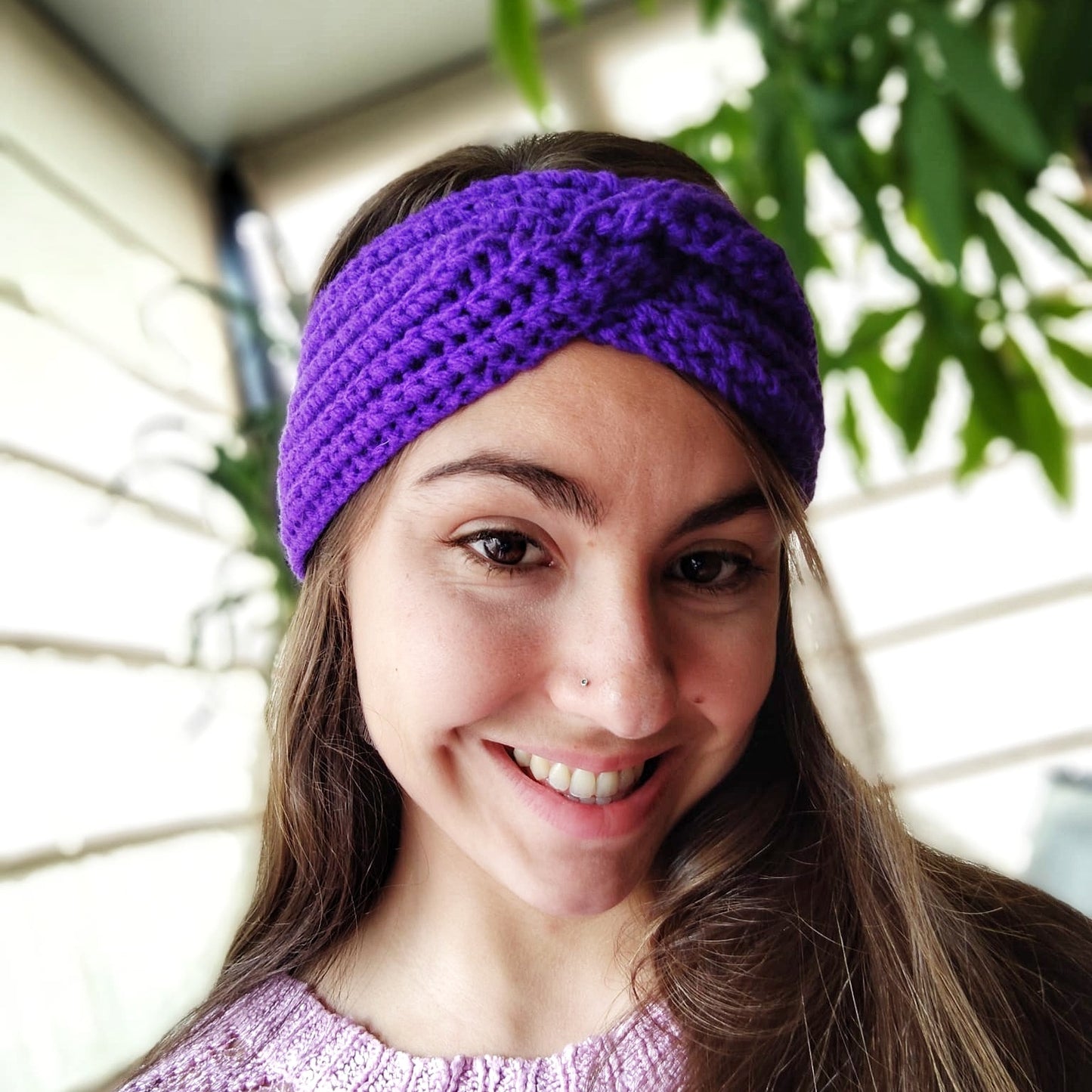 Purple crochet hairband