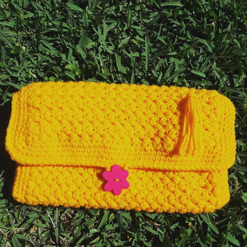 crochet yellow clutch