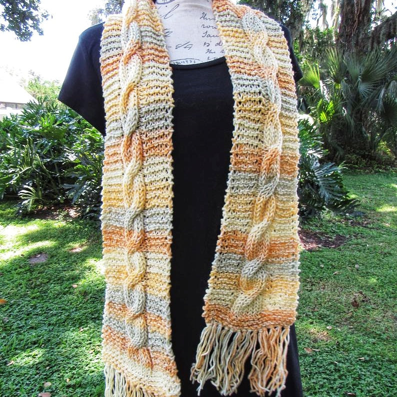 knit yellow nuanced scarf