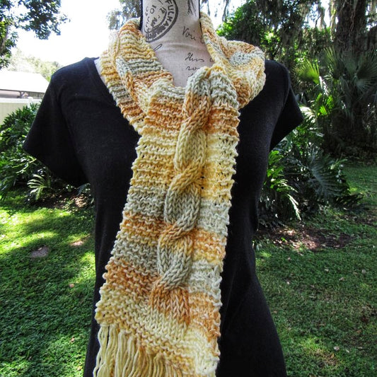 knit yellow nuanaced scarf