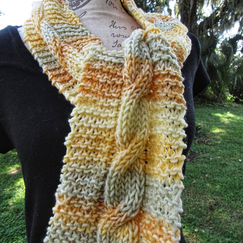 knit nuanced yellow scarf