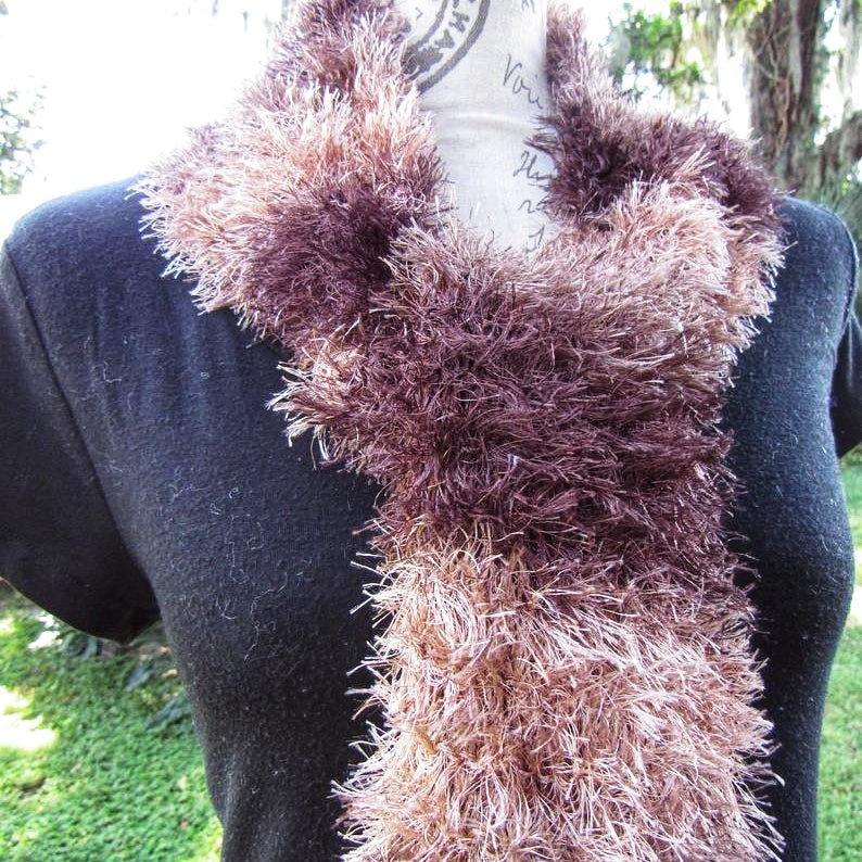 crochet brown scarf