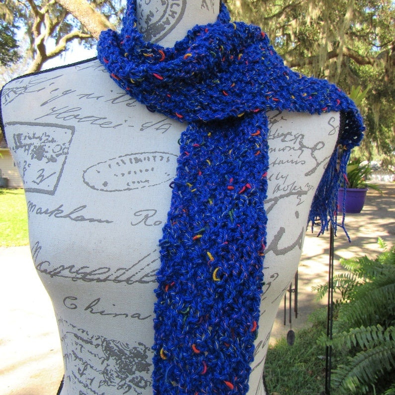 knit blue scarf