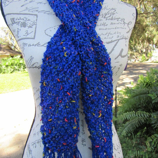 crochet blue scarf