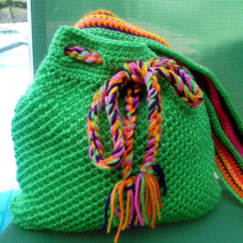 crochet green mochila