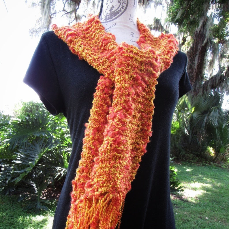 Knit orange scarf/shwal