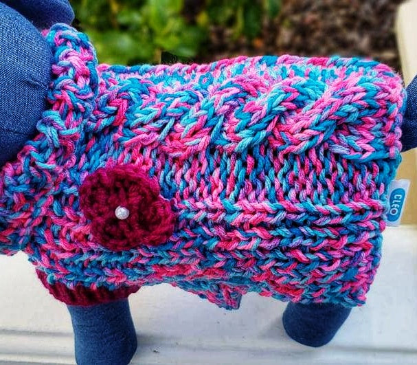 Boho knit Dog Sweater, Hand Knit