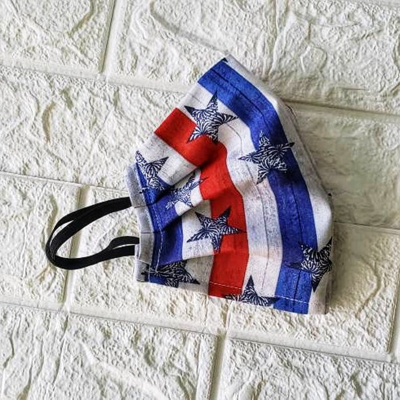 Patriotic Stars Breathable Face Mask, Freedom Mask.